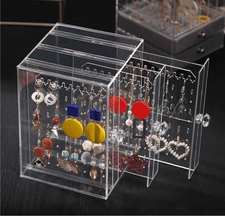 Acrylic Transparent Jewellery Organizer, Earrings Display Holder, Dust-proof Jewellery Organizer, Jewellery Storage Box Earring Display Stand Acrylic Transparent Jewellery Organizer, Earrings Display Holder, Dust-proof Jewellery Organizer, Jewellery Storage Box Earring Display Stand